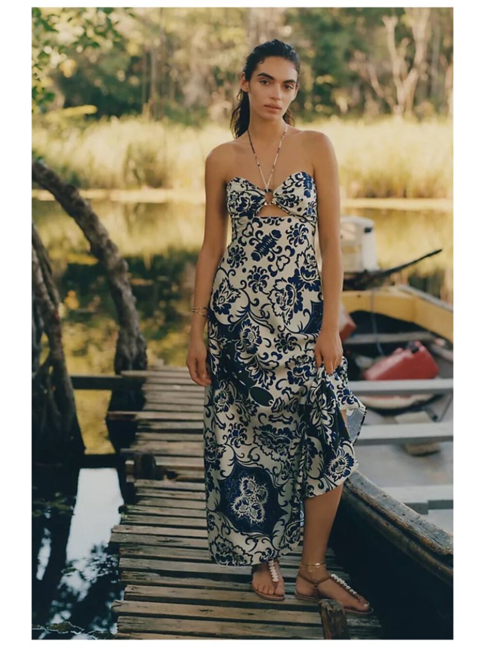 Delfi Collective | Floral Cut Out Halter Maxi Dress | NWT